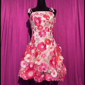 Sugar Thrillz Pink Floral 3D Appliqué Party Dress